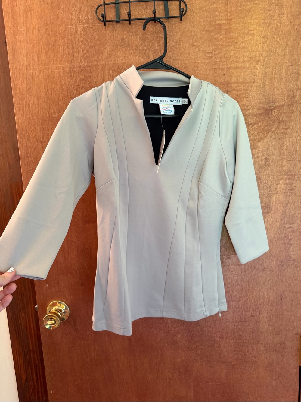 Gretchen Scott Designs Taupe V-Neck Ponte Tunic